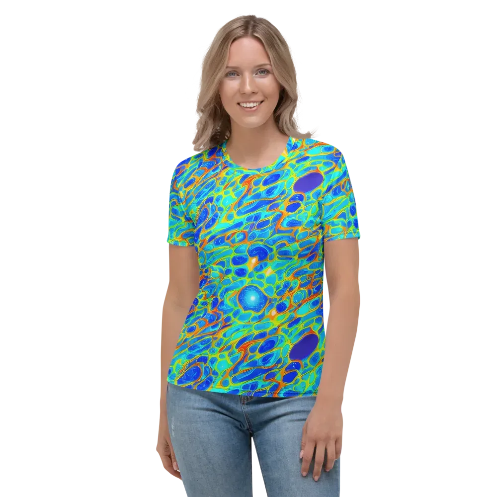 Blue Fireflow on Women's Crew Neck T-Shirt — Front