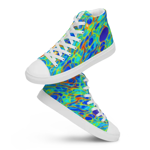 Blue Fireflow on a Women's High Top Canvas Shoes