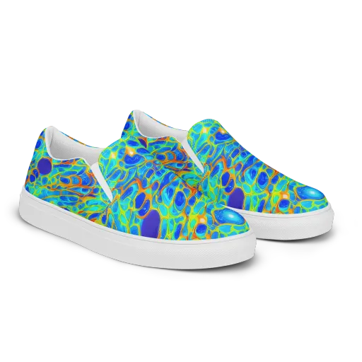 Blue Fireflow on a Men's Slip-On Canvas Shoes