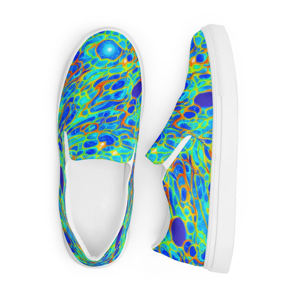 Blue Fireflow on Men's Slip-On Canvas Shoes — Front