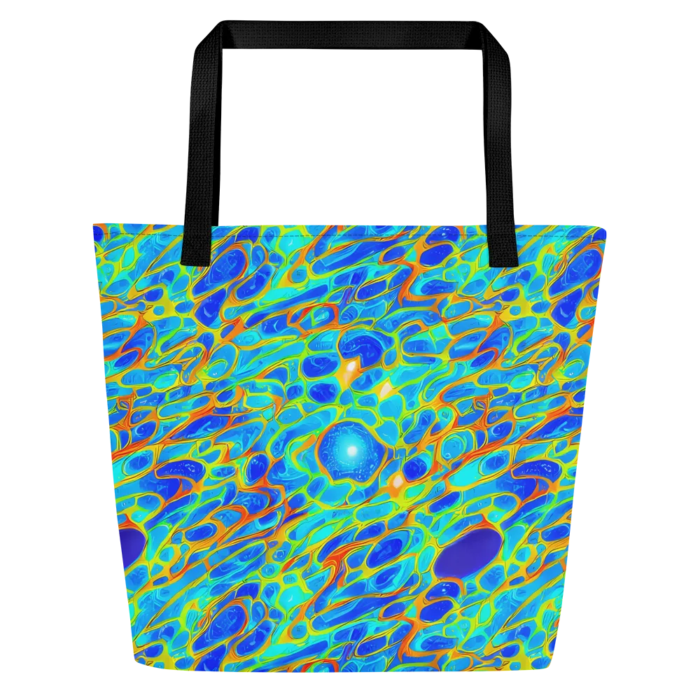 Blue Fireflow on Large Tote Bag W/ Pocket — Front