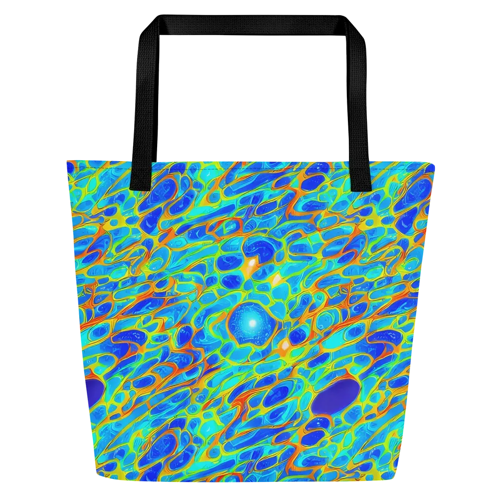Blue Fireflow on Large Tote Bag W/ Pocket — Front