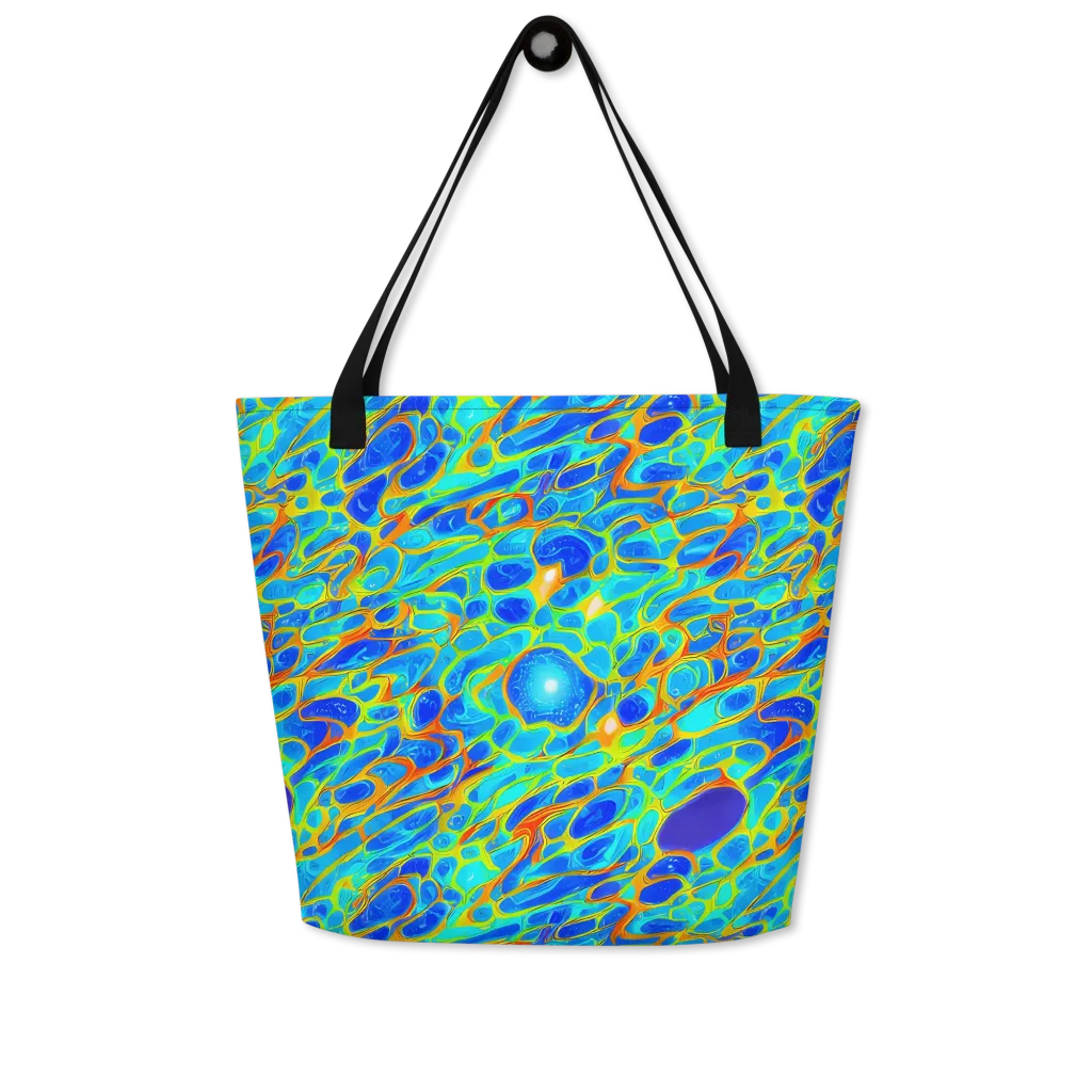 Blue Fireflow on Large Tote Bag W/ Pocket — Front