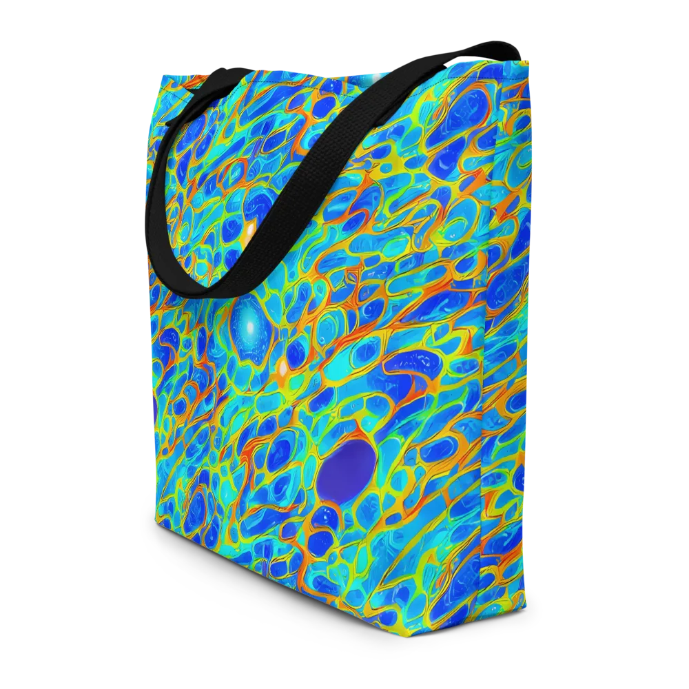 Blue Fireflow on Large Tote Bag W/ Pocket — Front