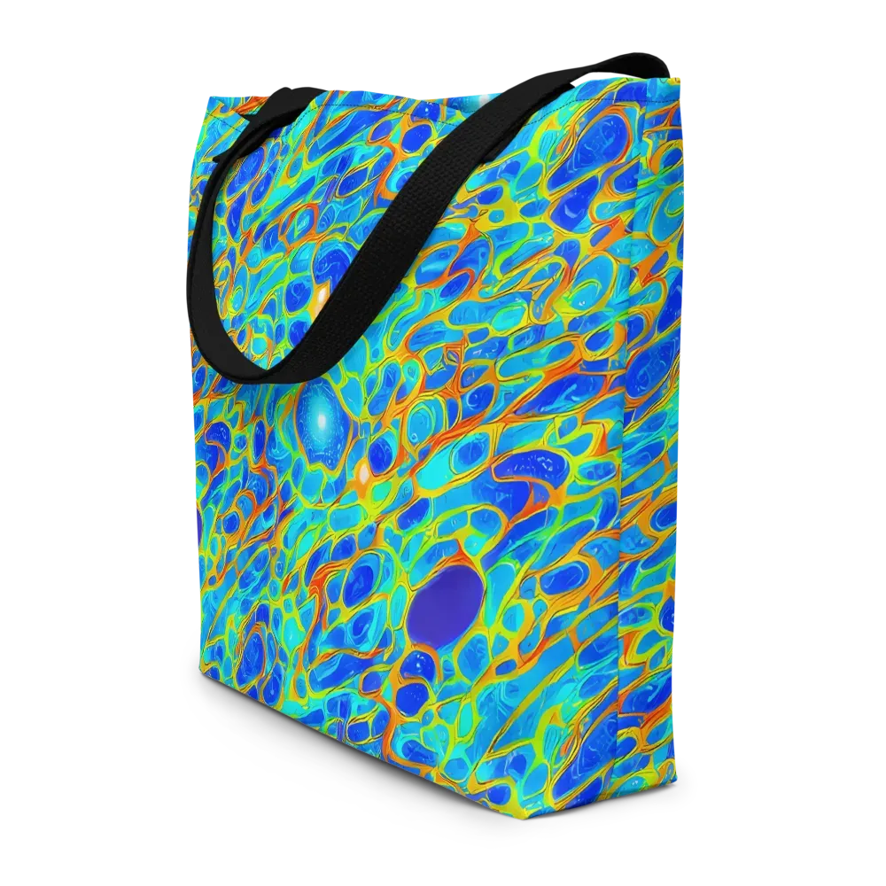 Blue Fireflow on Large Tote Bag W/ Pocket — Front