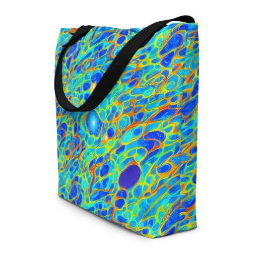 Blue Fireflow on a Large Tote Bag W/ Pocket