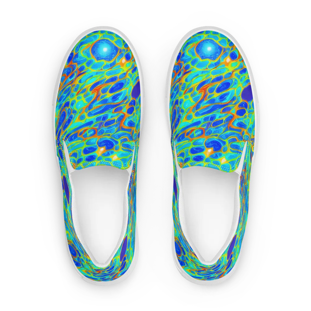 Blue Fireflow on Women's Slip-On Canvas Shoes — Front