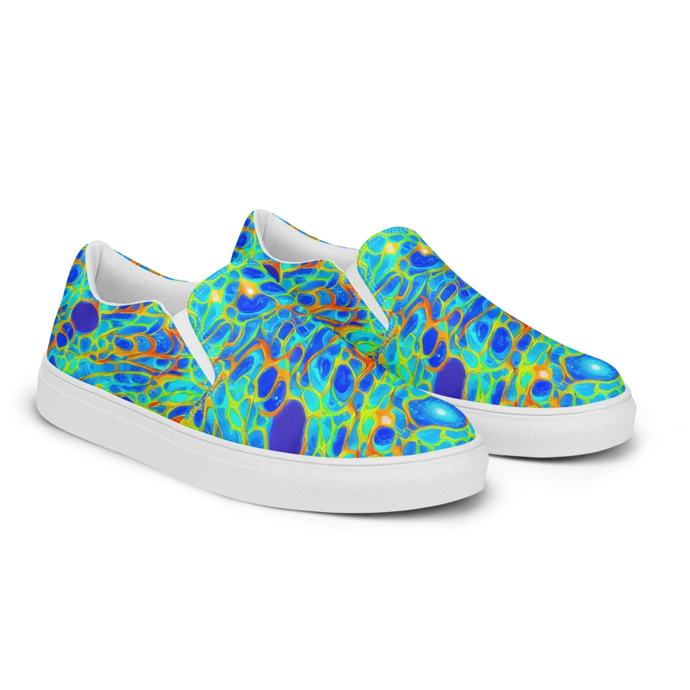Blue Fireflow on Women's Slip-On Canvas Shoes — Right Front