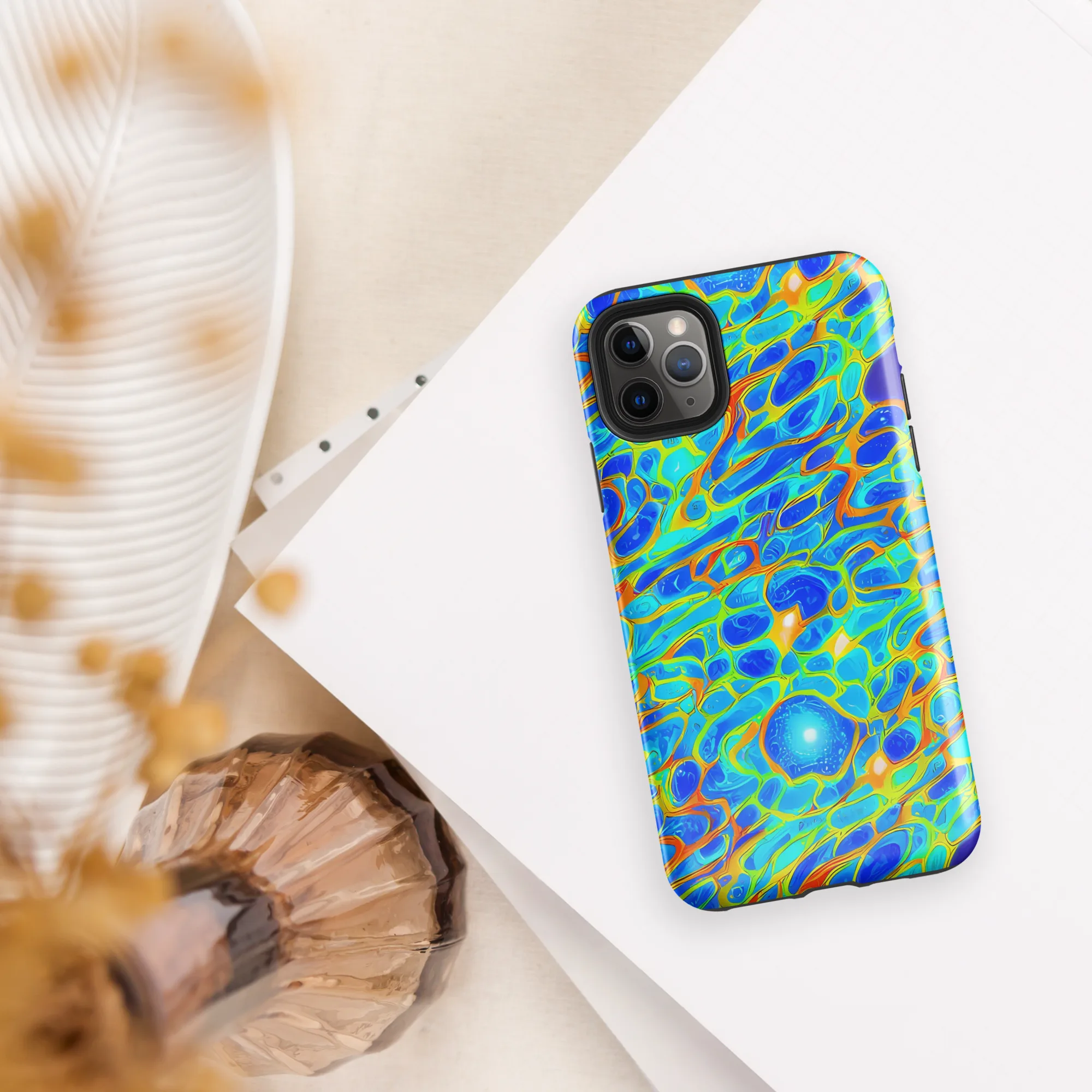 Blue Fireflow on Tough Case for iPhone® — Front