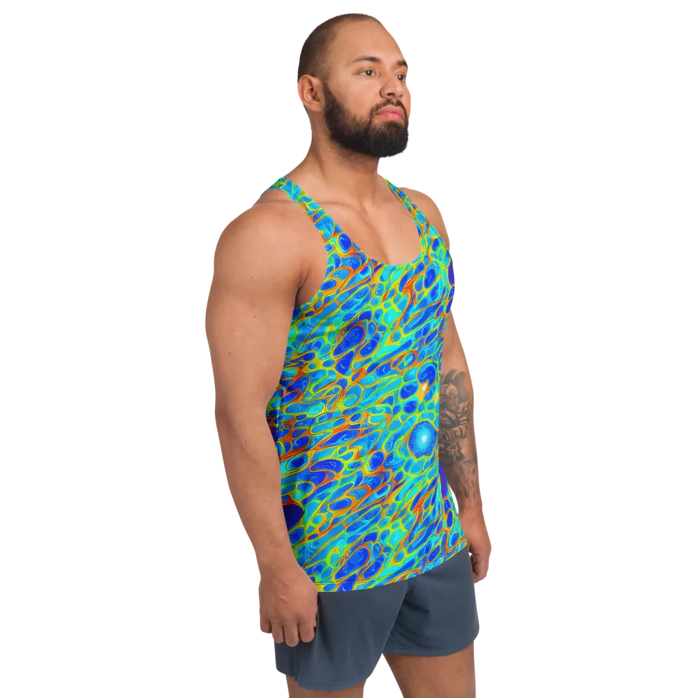 Blue Fireflow on Men's Tank Top — Right Front