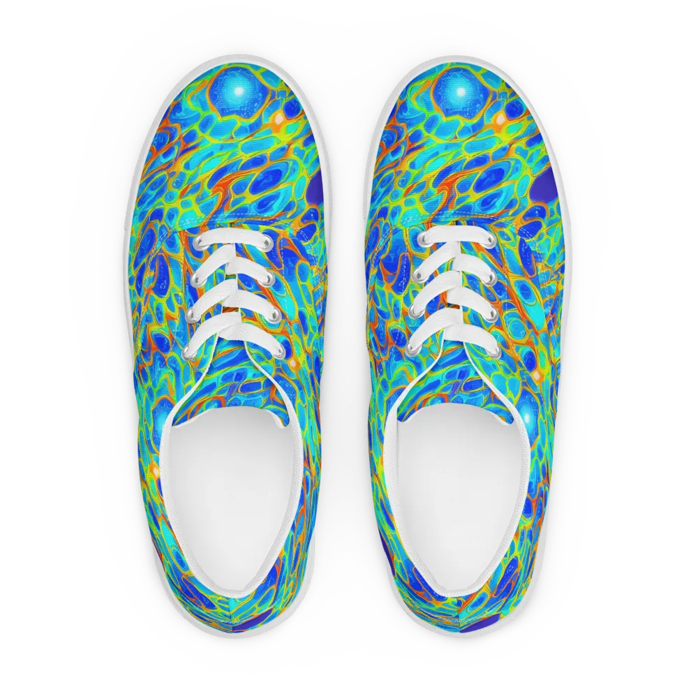 Blue Fireflow on Men's Lace-Up Canvas Shoes — Front