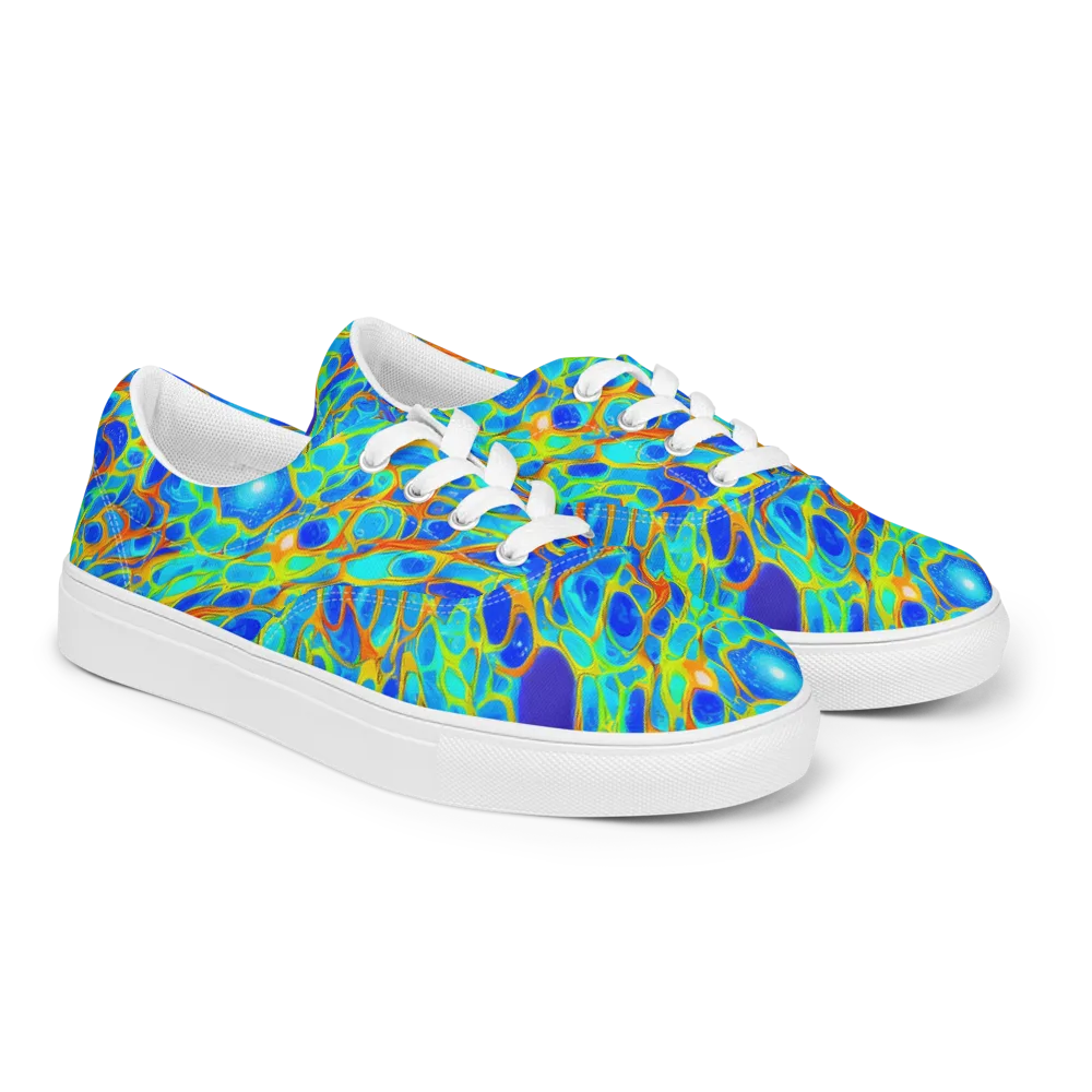 Blue Fireflow on Men's Lace-Up Canvas Shoes — Right Front
