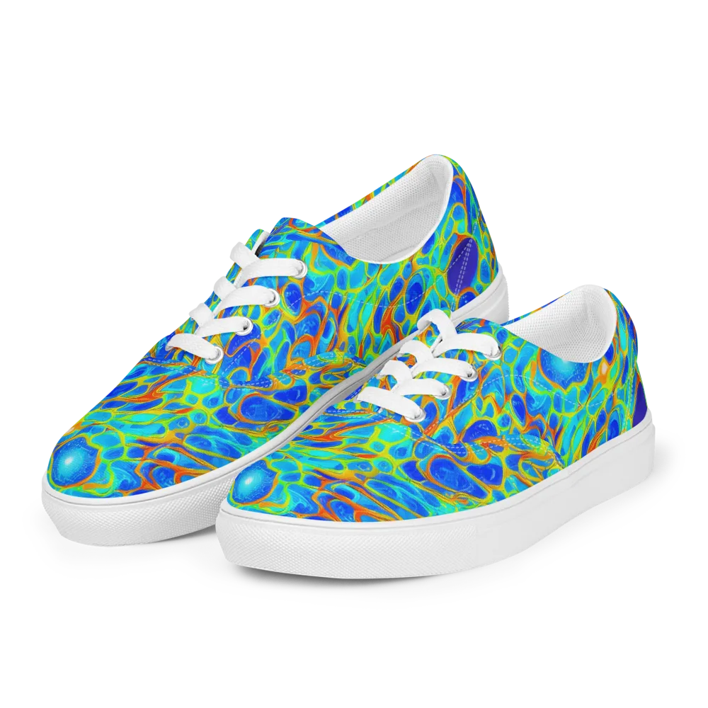 Blue Fireflow on Men's Lace-Up Canvas Shoes — Left Front