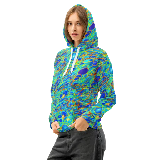 Blue Fireflow on a Cotton Hoodie