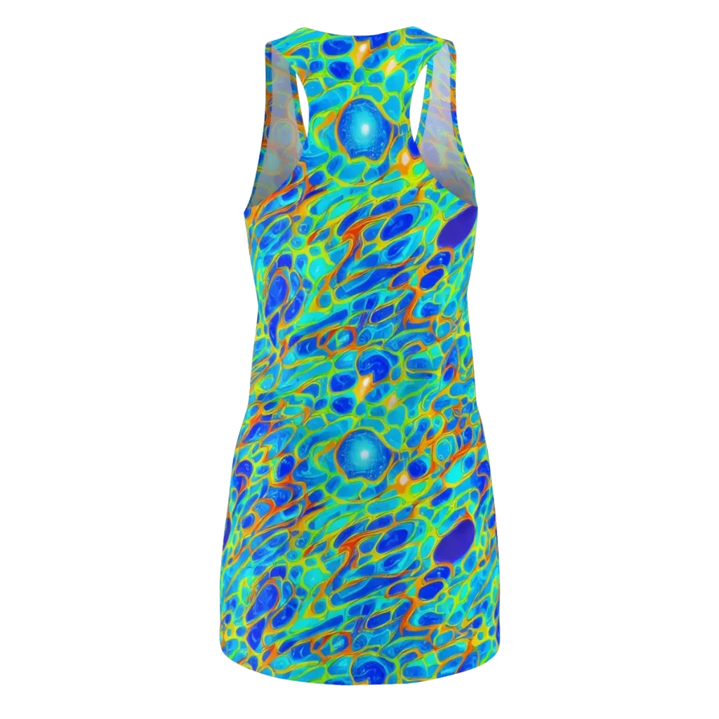 Blue Fireflow on Racerback Dress — Back