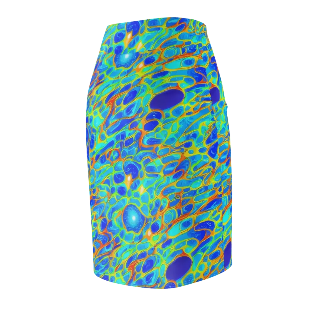 Blue Fireflow on Pencil Skirt — Back Side