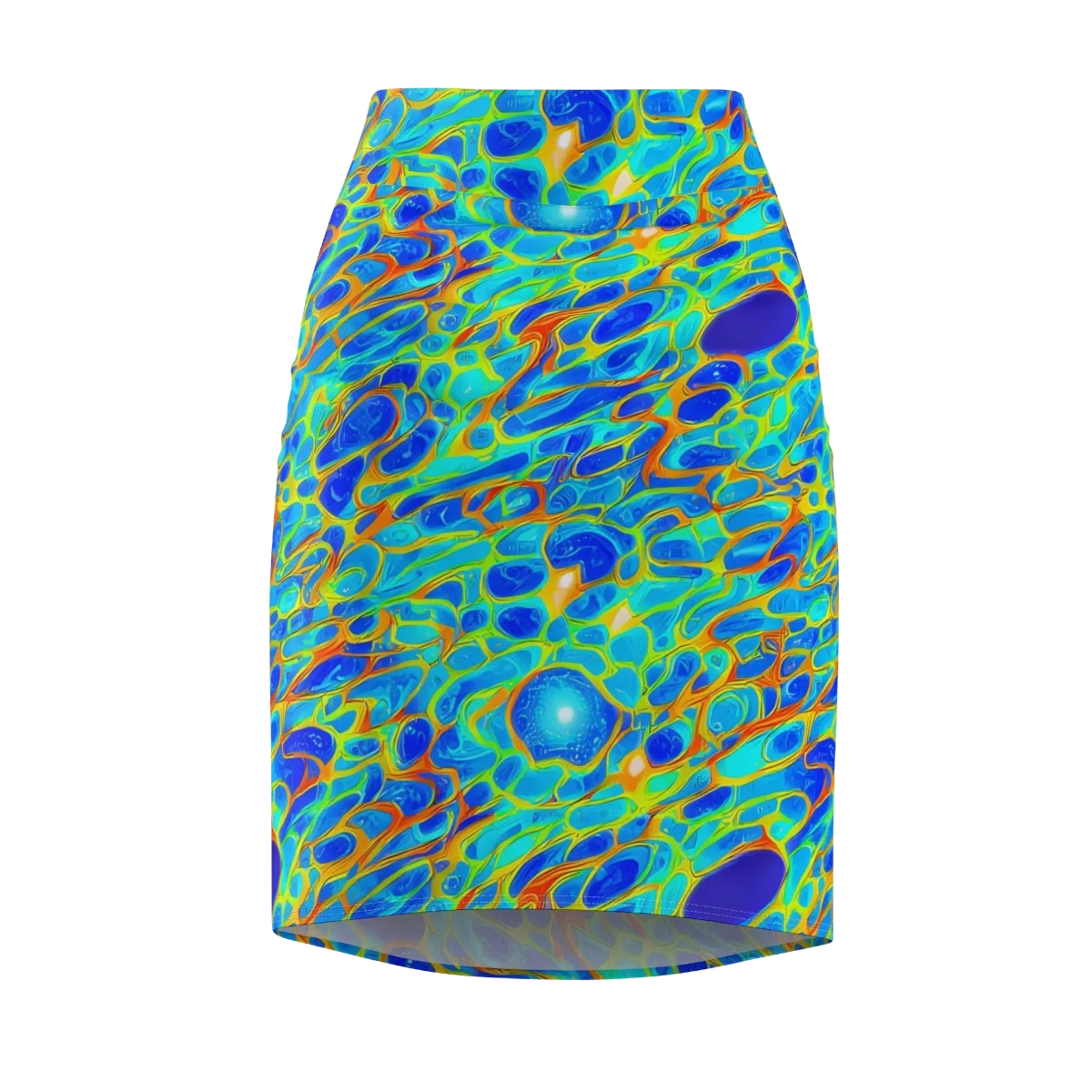 Blue Fireflow on Pencil Skirt — Front