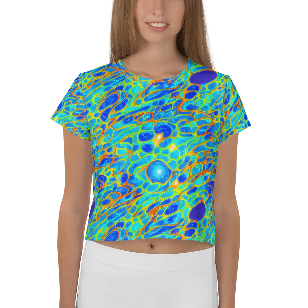 Blue Fireflow on Crop Tee — Front