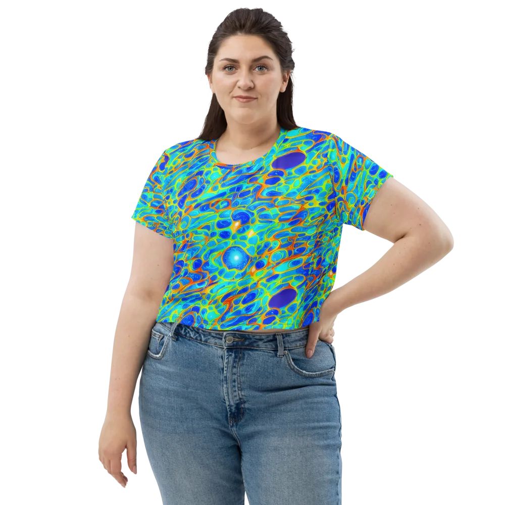 Blue Fireflow on Crop Tee — Front