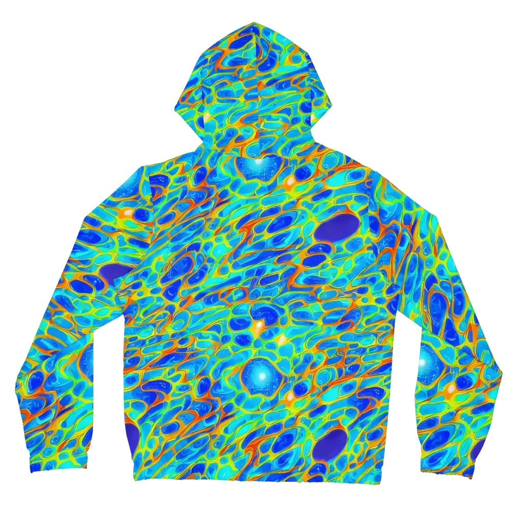 Blue Fireflow on Women's Full-Zip Hoodie — Back