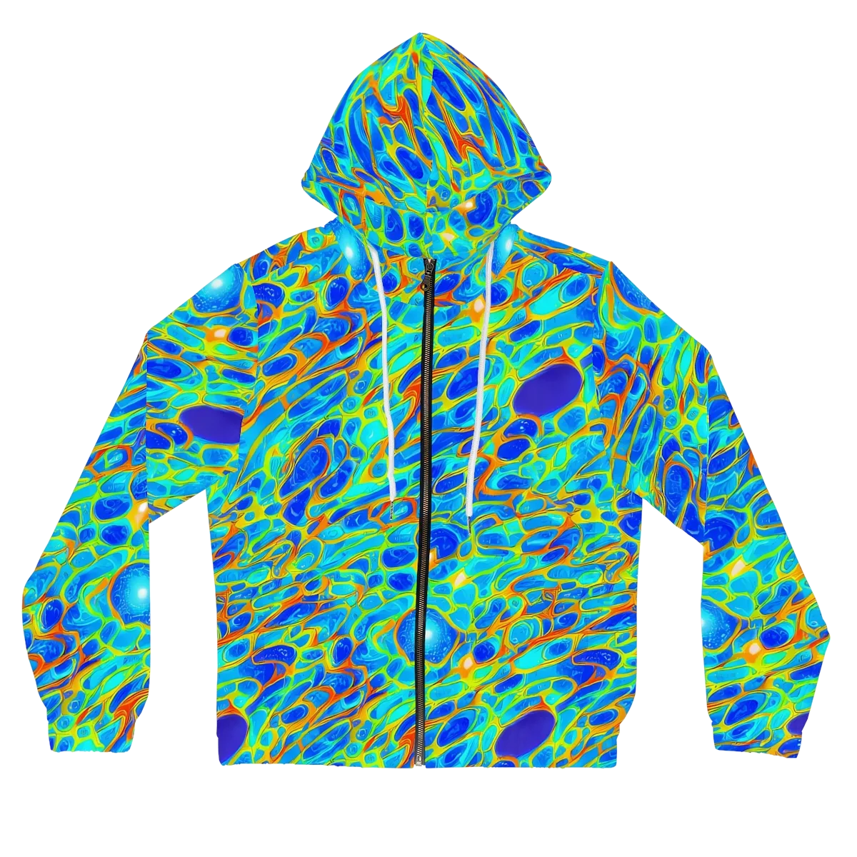 Blue Fireflow on Women's Full-Zip Hoodie — Front