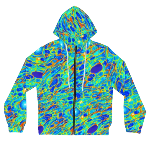 Blue Fireflow on a Women's Full-Zip Hoodie