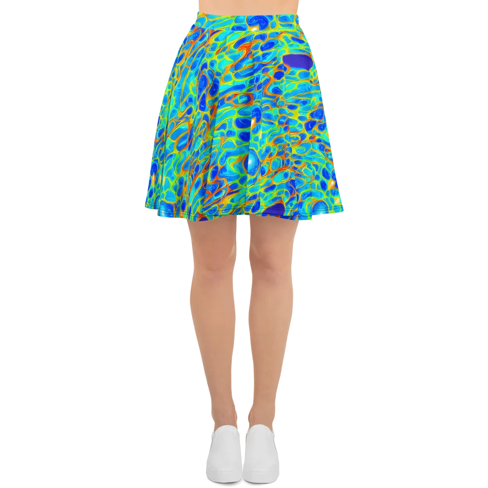 Blue Fireflow on Skater Skirt — Front