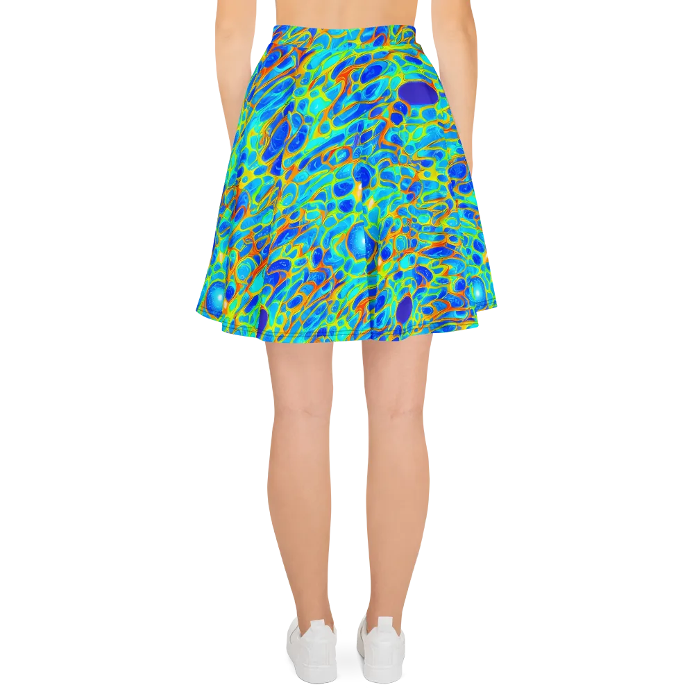 Blue Fireflow on Skater Skirt — Back