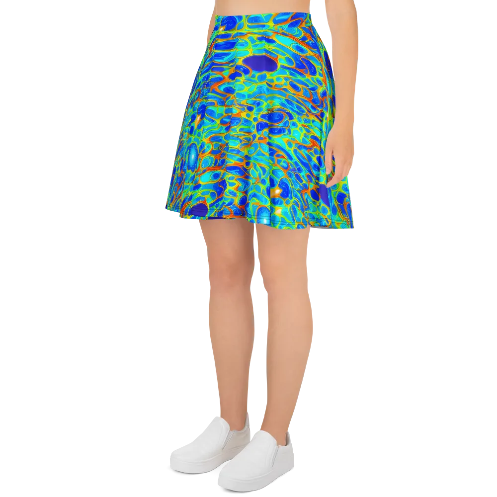 Blue Fireflow on Skater Skirt — Left