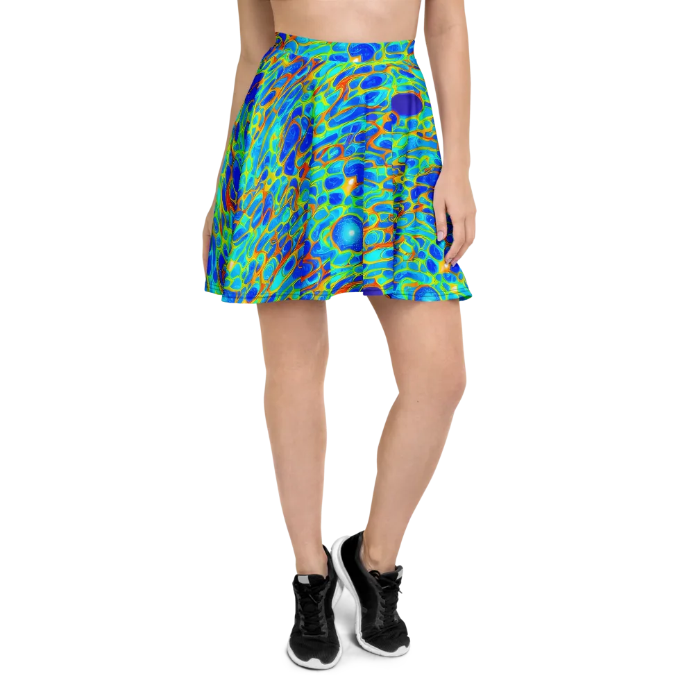 Blue Fireflow on Skater Skirt — Front