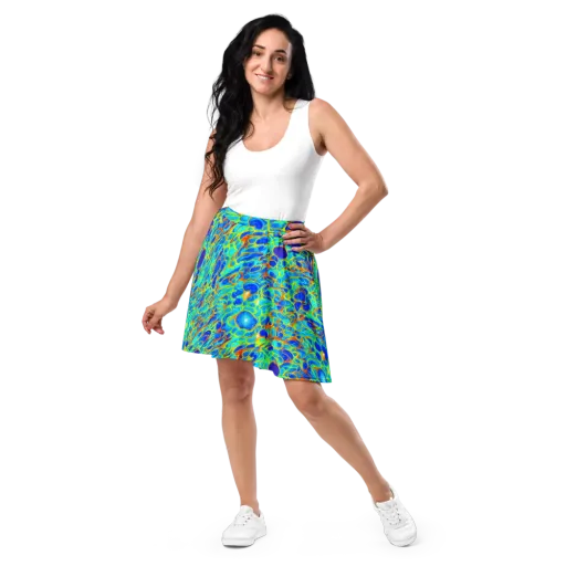 Blue Fireflow on a Skater Skirt