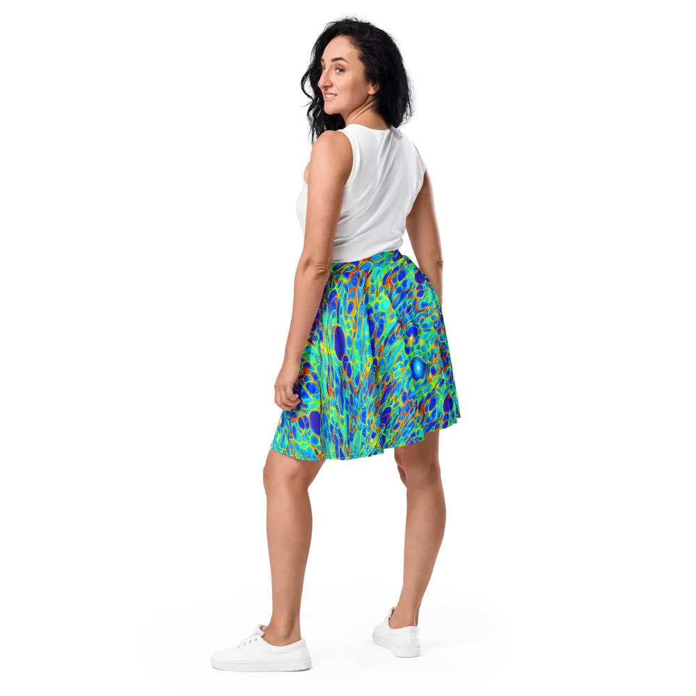 Blue Fireflow on Skater Skirt — Back
