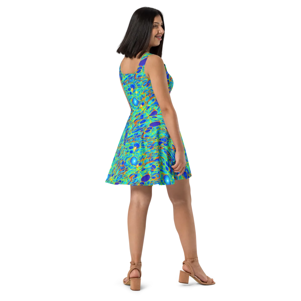 Blue Fireflow on Skater Dress — Right