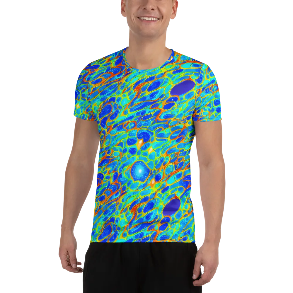 Blue Fireflow on Men's Athletic T-Shirt — Front