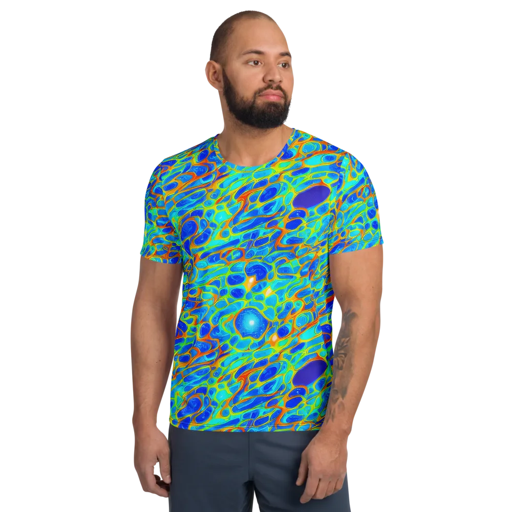 Blue Fireflow on Men's Athletic T-Shirt — Front