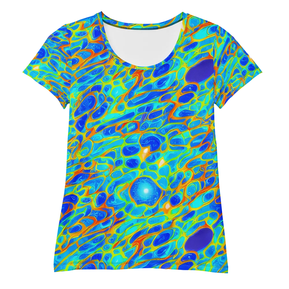 Blue Fireflow on Women's Athletic T-Shirt — Front