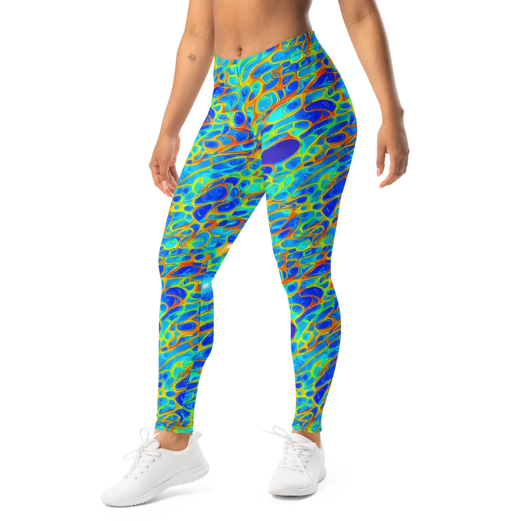 Blue Fireflow on Leggings — Left Front