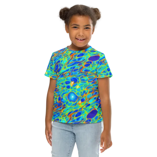 Blue Fireflow on a Kids Crew Neck T-Shirt