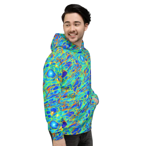 Blue Fireflow on a Hoodie