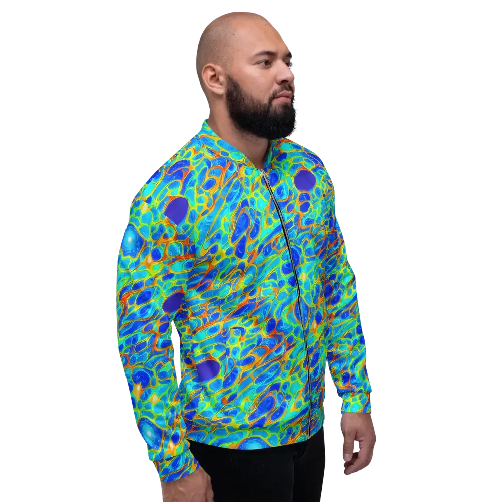 Blue Fireflow on Bomber Jacket — Right