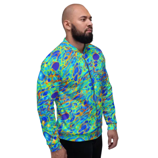 Blue Fireflow on a Bomber Jacket