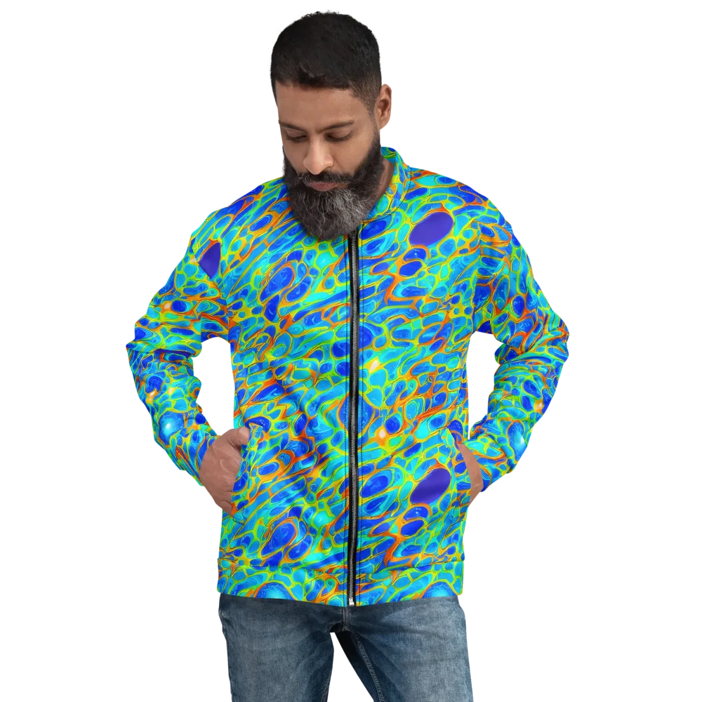 Blue Fireflow on Bomber Jacket — Front