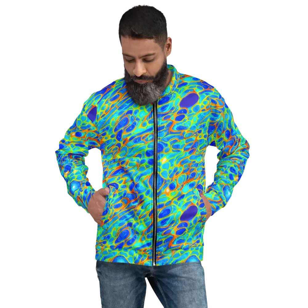 Blue Fireflow on Bomber Jacket — Front