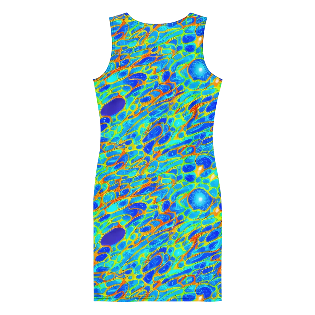 Blue Fireflow on Bodycon Dress — Back