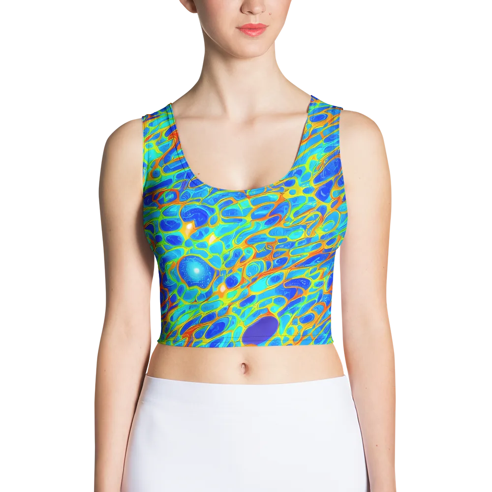 Blue Fireflow on Crop Top — Front
