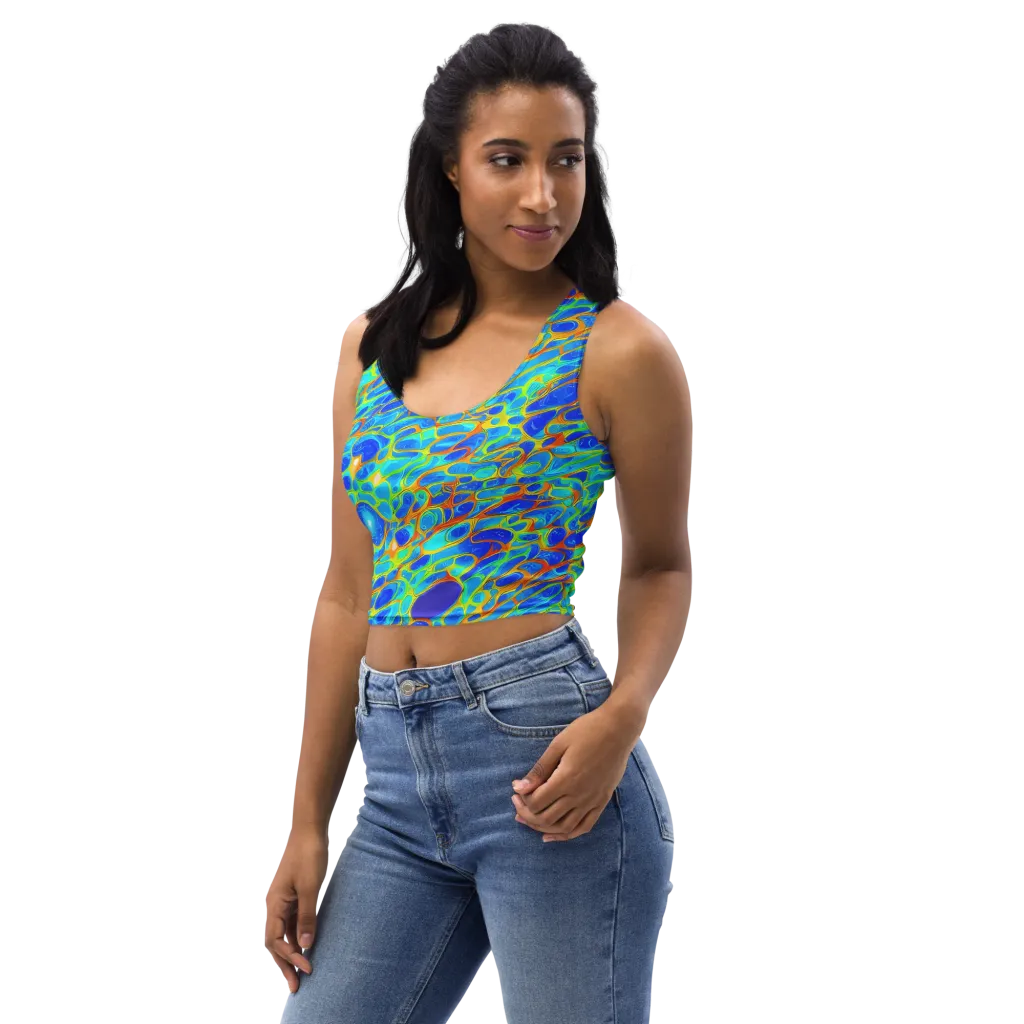 Blue Fireflow on Crop Top — Left Front