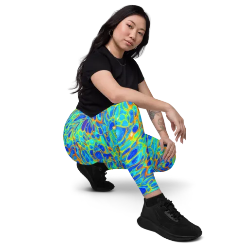 Blue Fireflow on a Leggings with Pockets