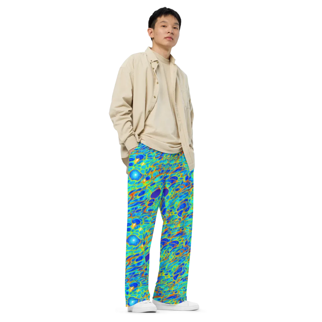Blue Fireflow on Wide-Leg Pants — Right Front