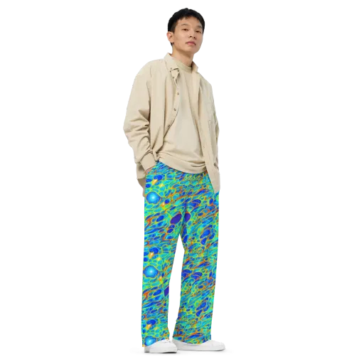 Blue Fireflow on a Wide-Leg Pants