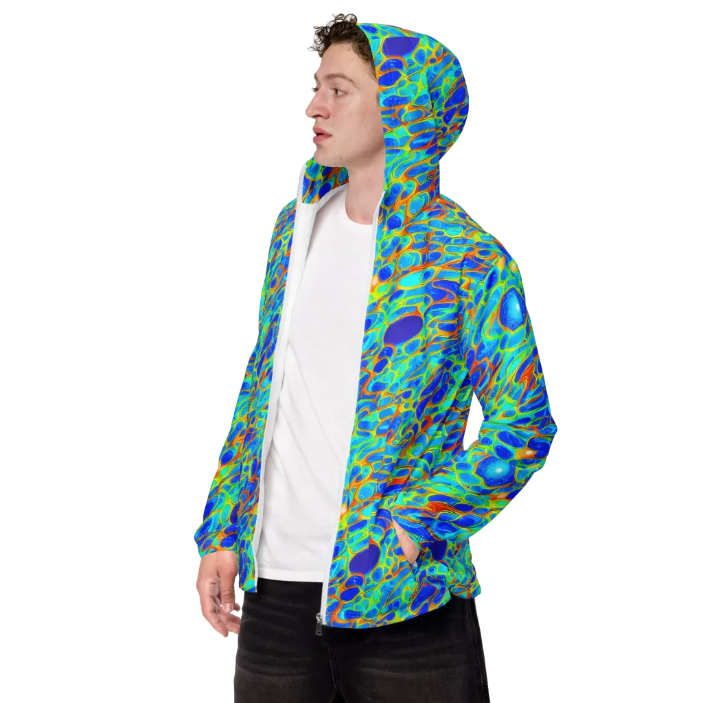 Blue Fireflow on Men's Windbreaker — Left Front
